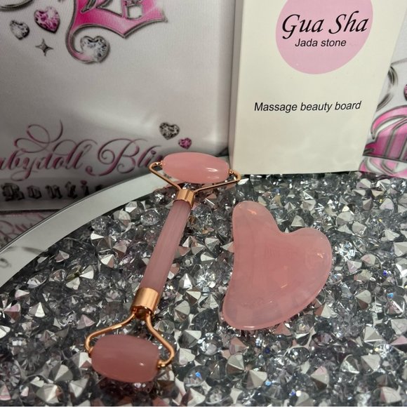 GUA SHA stone set roller and massager tool beauty lymphatic drainage skincare - Picture 9 of 9
